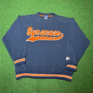 Vintage 90s Syracuse Orangemen Crewneck College Starter Sweatshirt Pockets Large